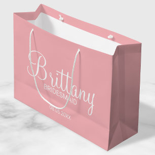 Modern Blush Pink Personalized Bridesmaids Large Gift Bag