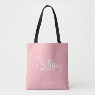 Modern Blush Pink Personalized Bridesmaids Tote Bag