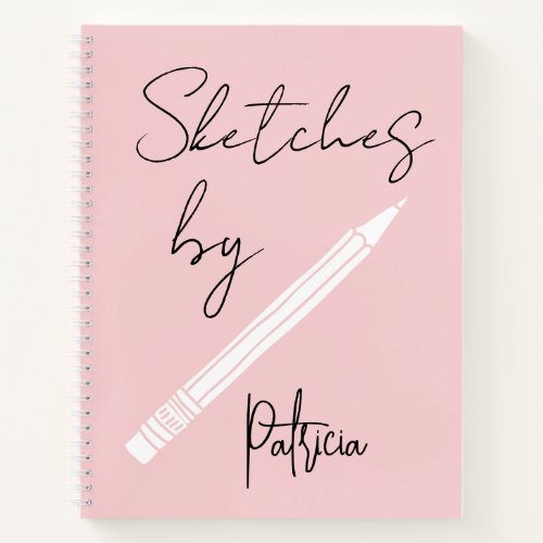 Modern Blush Pink Personalized Name Artist Sketch Notebook