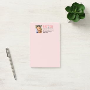 Modern Blush Pink Photo Church Pastor  Post-it Notes