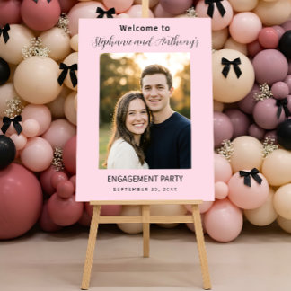 Modern Blush Pink Photo Engagement Party Welcome Acrylic Sign