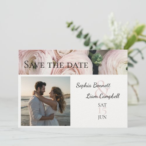 Modern Blush Pink photo template Save the Date