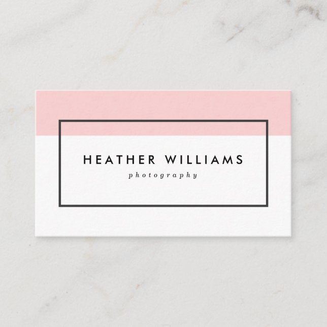 Modern Blush Pink Photography Business Cards (Front)