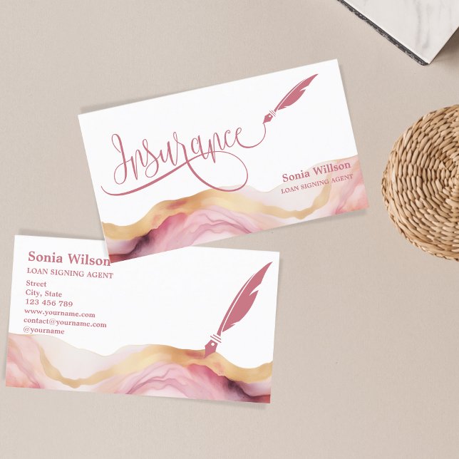 Modern Blush Pink Professional Insurance Agent Business Card (Creator Uploaded)