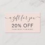 Modern blush pink   professional typography discount card