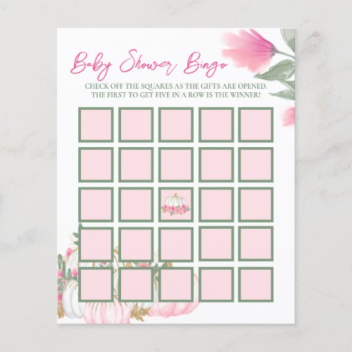 Modern Blush Pink Pumpkin Baby Shower Bingo Game