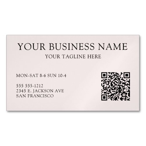 Modern Blush Pink QR Code Business Business Card Magnet