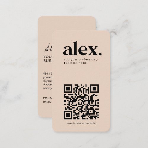 Modern Blush Pink QR Code Logo Business Card