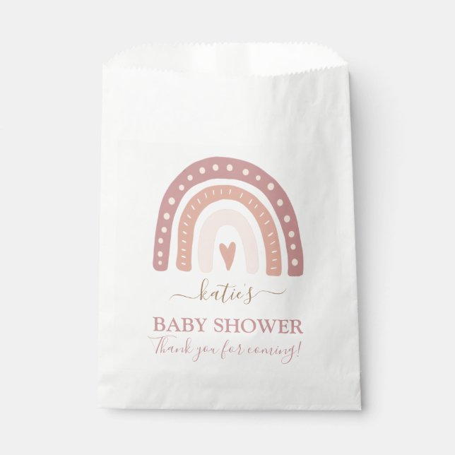 Modern Blush Pink Rainbow Girl Baby Shower Favor Bag (Front)