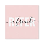 Modern blush pink refer a friend script signature referral card