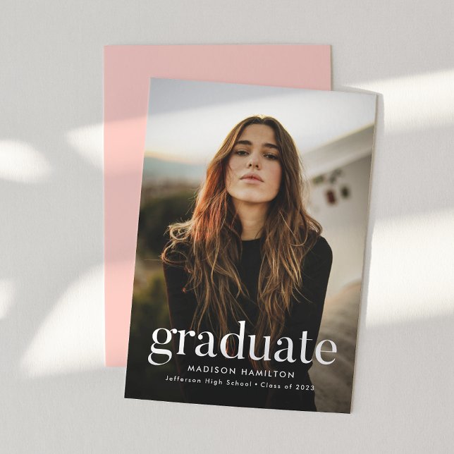 Modern Blush Pink Refined Photo Graduation Announcement (Creator Uploaded)