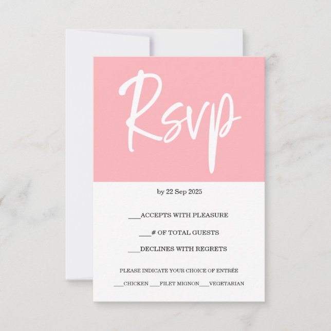 Modern Blush Pink Response Card RSVP (Front)