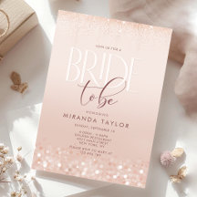 Modern Blush Pink Rose Gold Glitter Bridal Shower