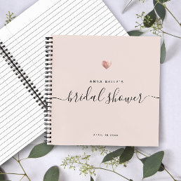 Modern Blush Pink Rose Gold Script Bridal Shower Notebook