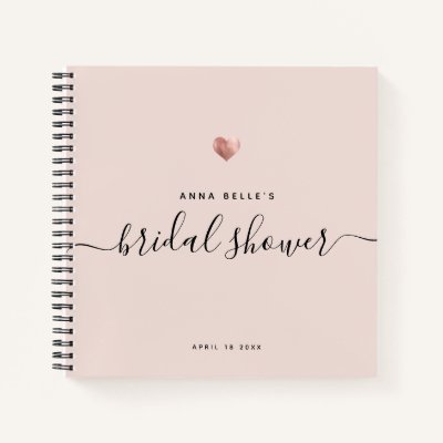 Modern Blush Pink Rose Gold Script Bridal Shower Notebook
