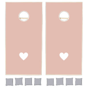 Modern Blush Pink Rose Heart Love Valentine Cornhole Set