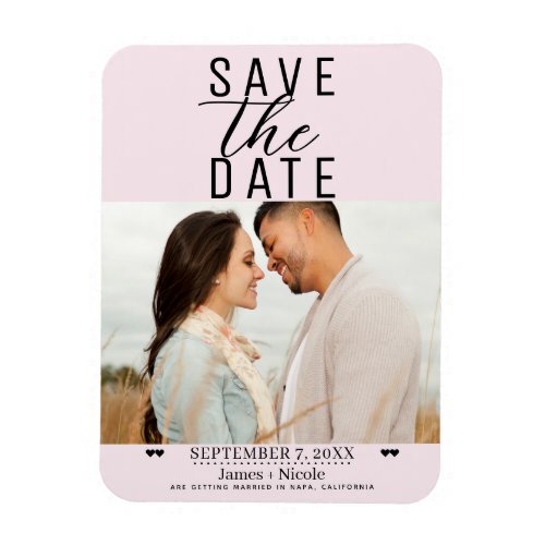 Modern Blush Pink Save the Date Wedding Photo Magnet