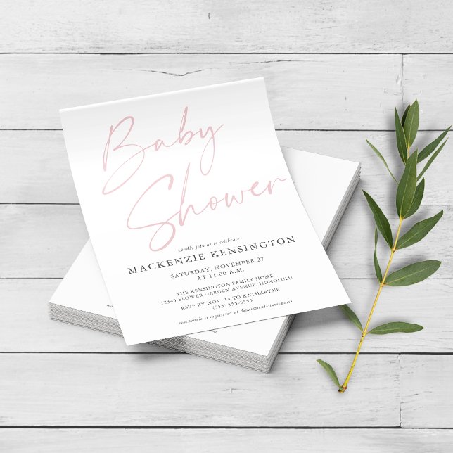 Modern Blush Pink Script Baby Shower FLYER (Creator Uploaded)