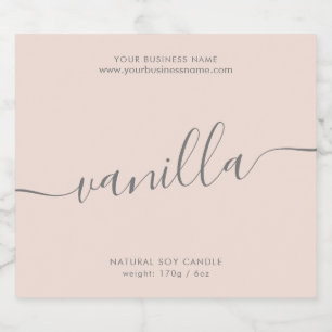 Modern blush pink script candle product label
