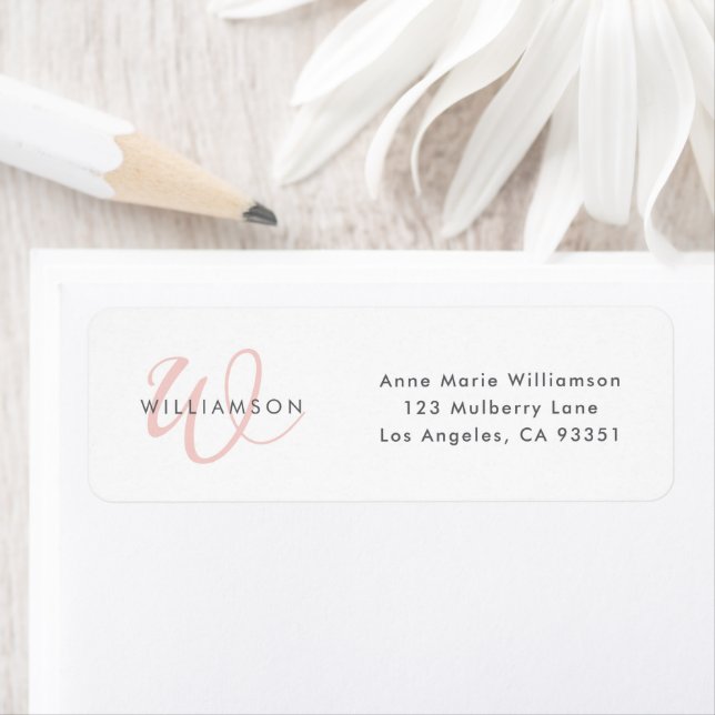Modern Blush Pink Script Monogram Label (Insitu)