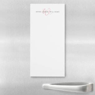 Modern Blush Pink Script Monogram Magnetic Notepad