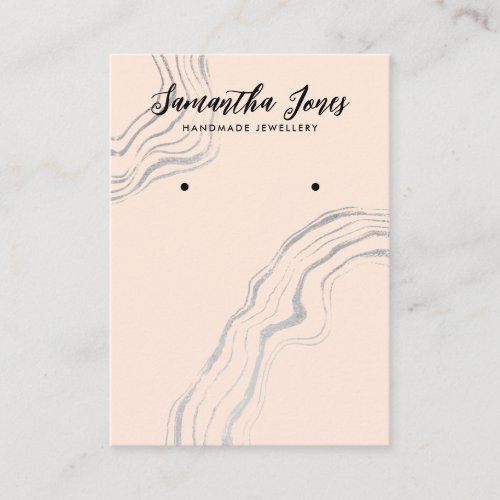 Modern Blush Pink Silver Earrings Display Business Card