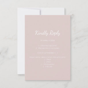Modern Blush pink simple wedding contemporary  RSVP Card