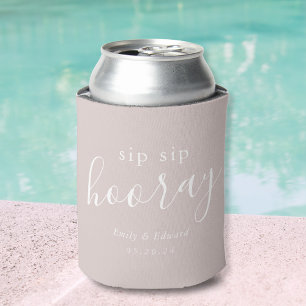 Modern Blush Pink Sip Sip Hooray Wedding Favor Can Cooler