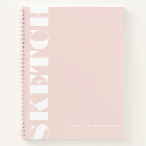 Modern Blush Pink Sketchbook Personalized Name Notebook