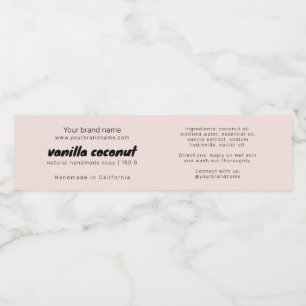 Modern blush pink soap packaging ingredients label