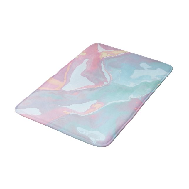 Modern Blush Pink Soft Mint Gold Luxury Collection Bath Mat (Angled)