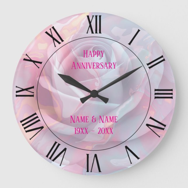 Modern Blush Pink Soft Mint Gold Luxury Collection Large Clock (Front)