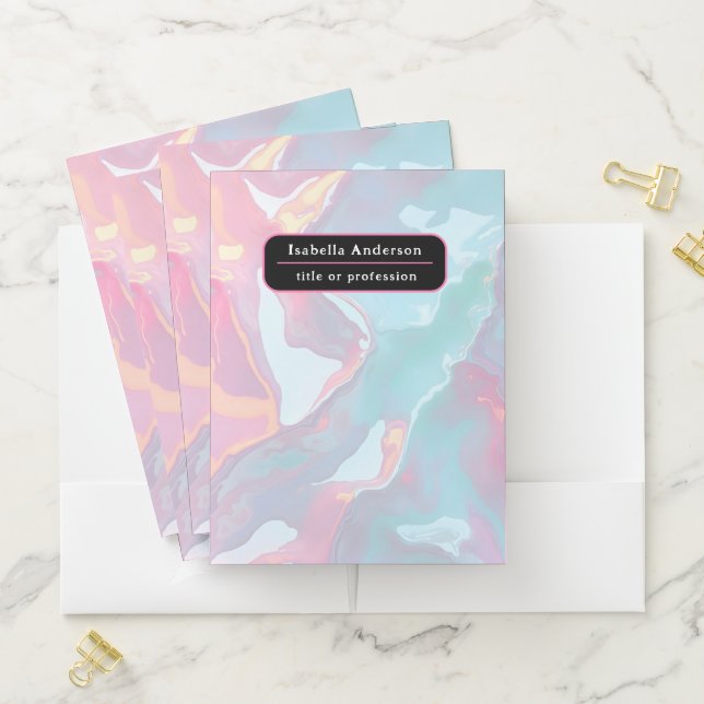 Modern Blush Pink Soft Mint Gold Luxury Collection Pocket Folder (In Situ)