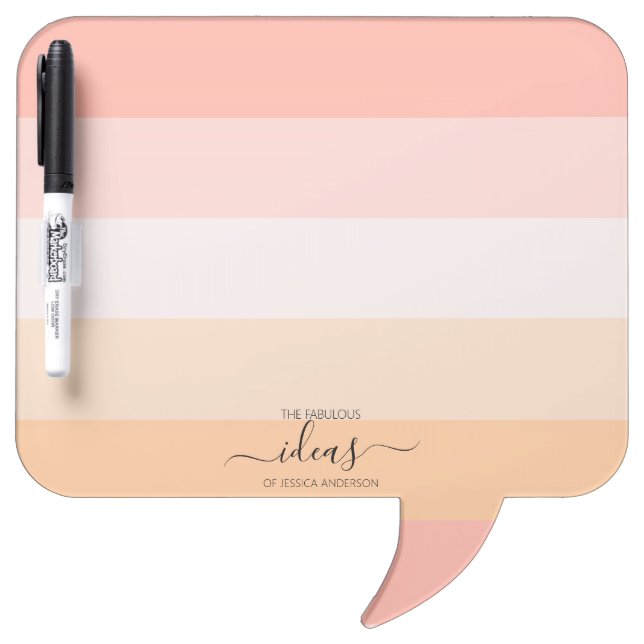 Modern blush pink striped name dry erase board (Front)