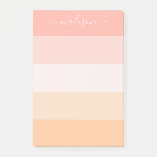 Modern blush pink striped name Notes (Front)