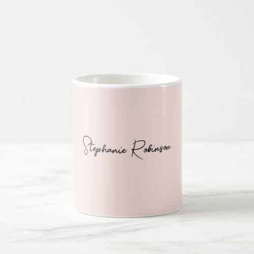 Modern Blush Pink Stylish Monogram Name Script Coffee Mug