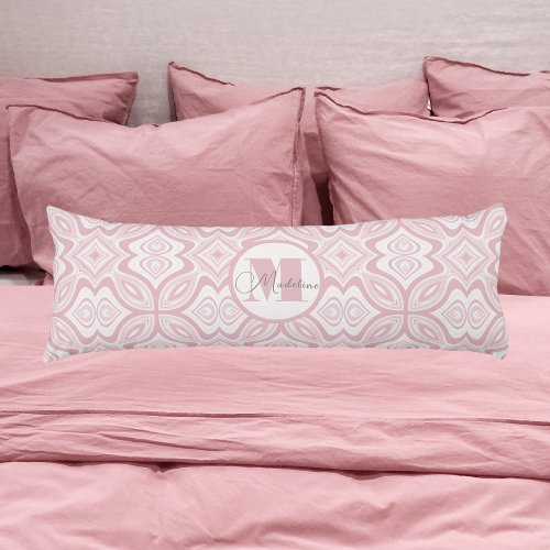 Modern Blush Pink Swirl Pattern w Initial Body Pillow