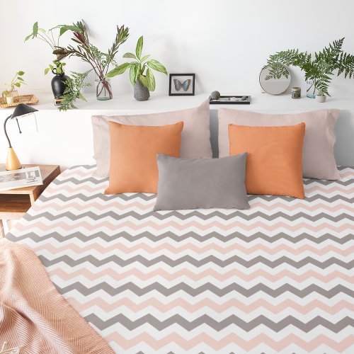 Modern Blush Pink Taupe Chevron Pattern Duvet Cover