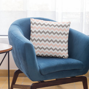Modern Blush Pink Taupe Chevron Pattern Throw Pillow