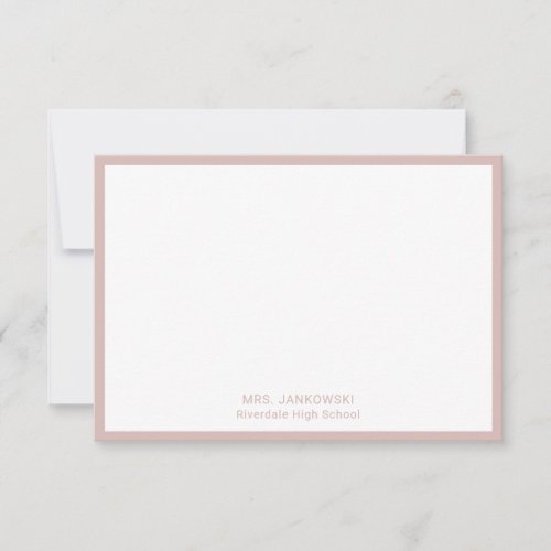 Modern Blush Pink Teacher Thank You Note Cards