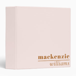 Modern Blush Pink Terracotta Minimalist Simple 3 Ring Binder
