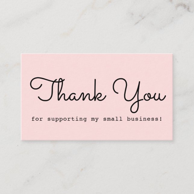 Modern Blush Pink Thank You Business Card (Front)