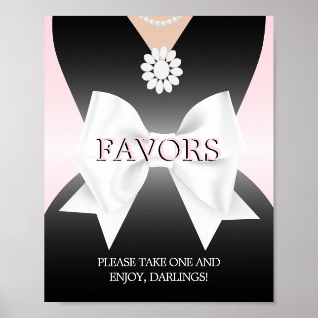 Modern Blush Pink Tiffany Baby Shower Favors Sign (Front)