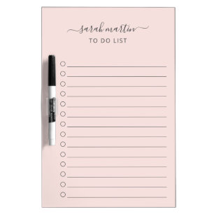 Modern Blush Pink To Do List Elegant Dry Erase Board