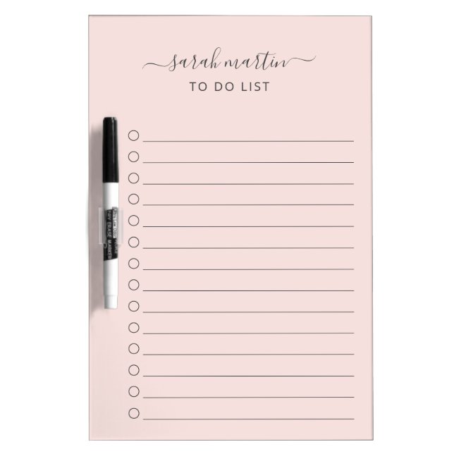 Modern Blush Pink To Do List Elegant Dry Erase Board (Front)