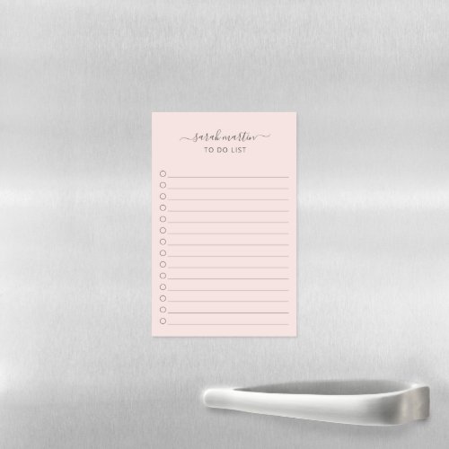 Modern Blush Pink To Do List Elegant Magnetic Dry Erase Sheet