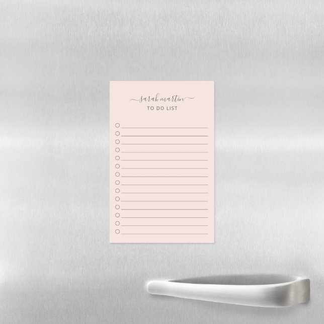 Modern Blush Pink To Do List Elegant Magnetic Dry Erase Sheet (In Situ)