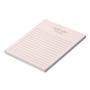 Modern Blush Pink To Do List Elegant Notepad