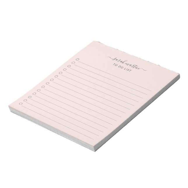 Modern Blush Pink To Do List Elegant Notepad (Rotated)