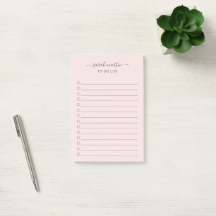 Modern Blush Pink To Do List Elegant Post-it Notes